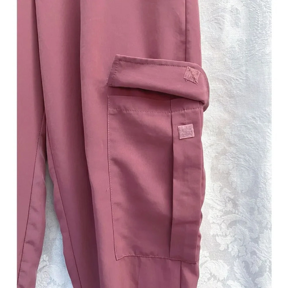 Zara Women’s Pull-On Cargo Pants In Dusty Rose Color Size M GUC Elastic Waist - Picture 4 of 8